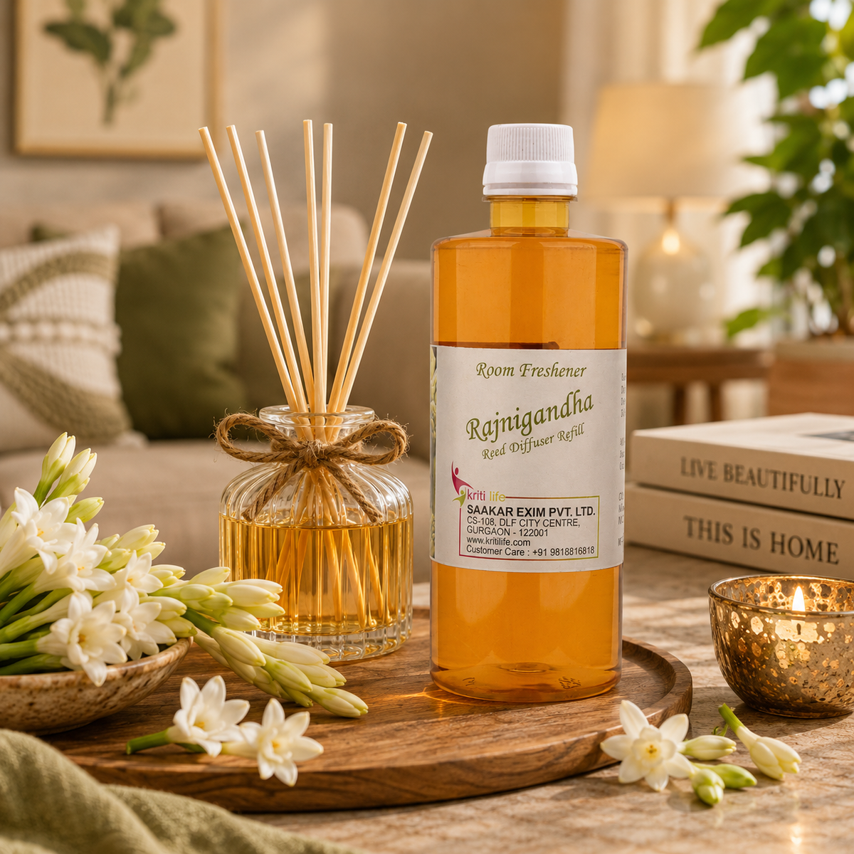 Rajni Gandha 450ML Reed Diffuser oil Refill -  Long-Lasting Room Fragrance