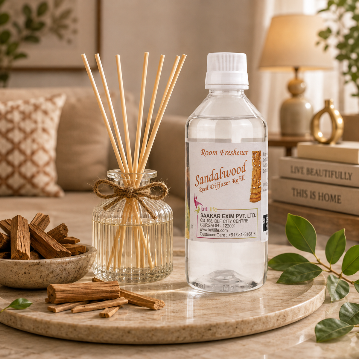 Sandalwood 90ML Reed Diffuser oil Refill -  Long-Lasting Room Fragrance