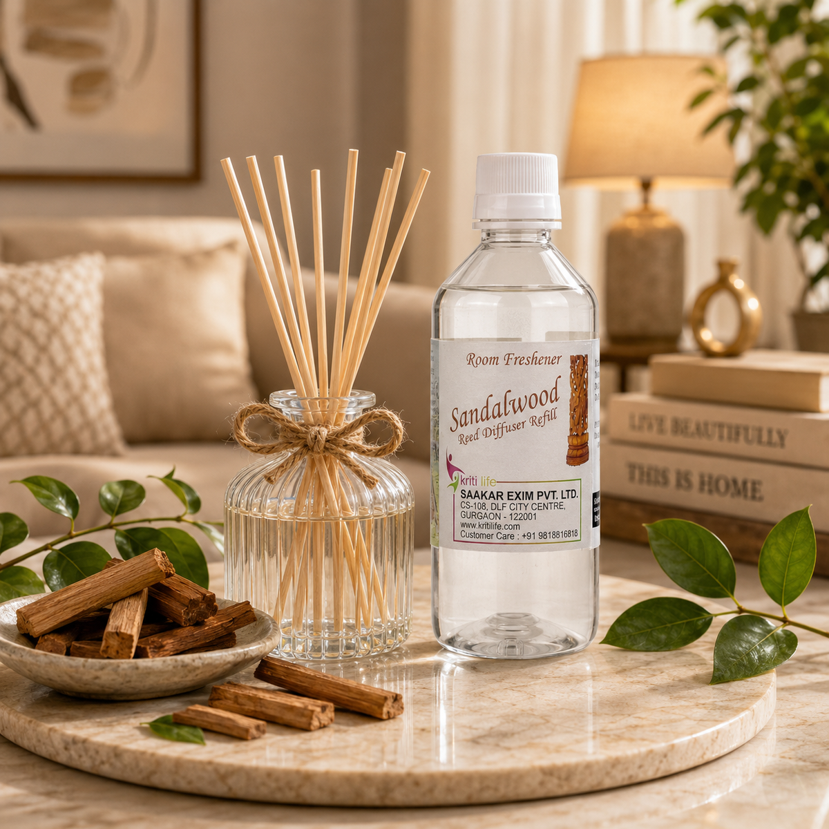 Sandalwood 450ML  Reed Diffuser oil Refill - Long-Lasting Room Fragrance