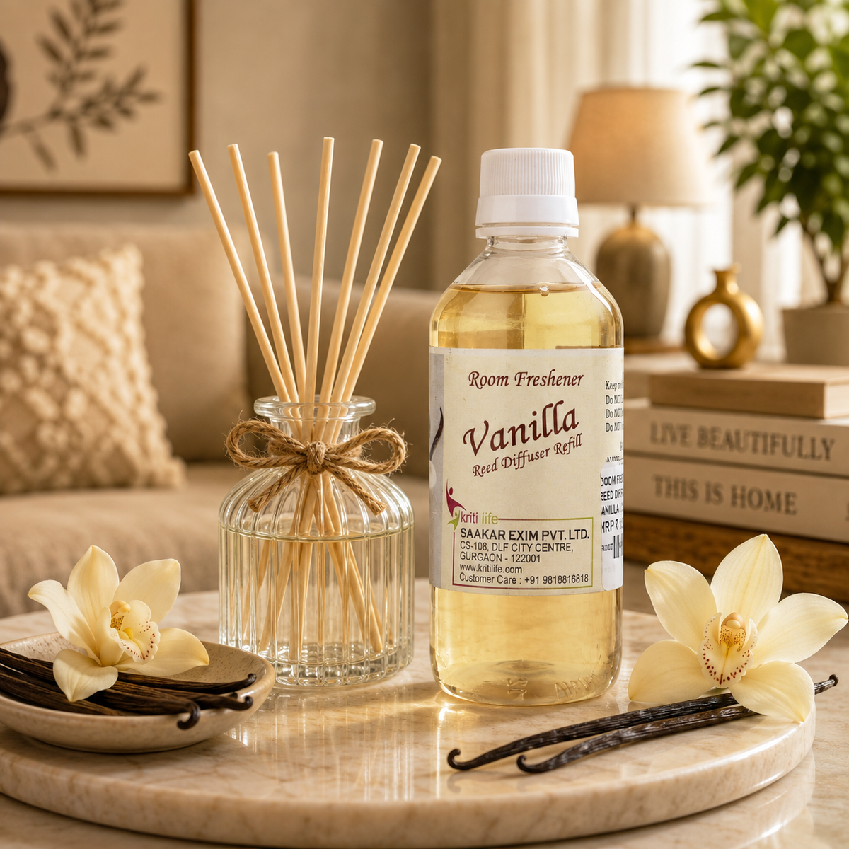 Vanilla 90ML Reed Diffuser oil Refill -  Long-Lasting Room Fragrance