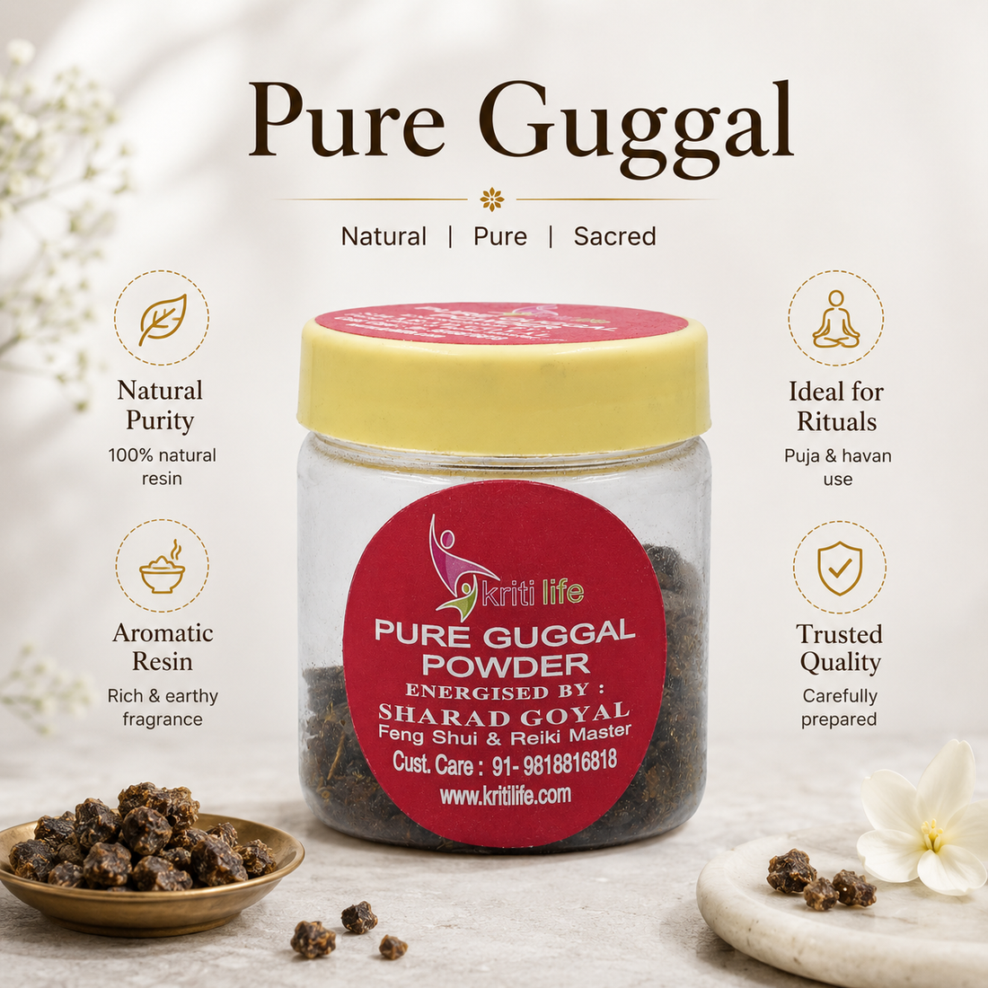 Pure Guggul Powder 50gm - 100% Pure &amp; Natural for Puja, Yajna &amp; Homam