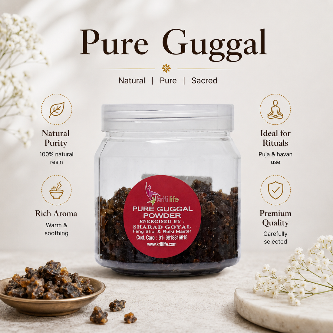 Pure Guggul Powder 250gm - 100% Pure &amp; Natural for Puja, Yajna &amp; Homam