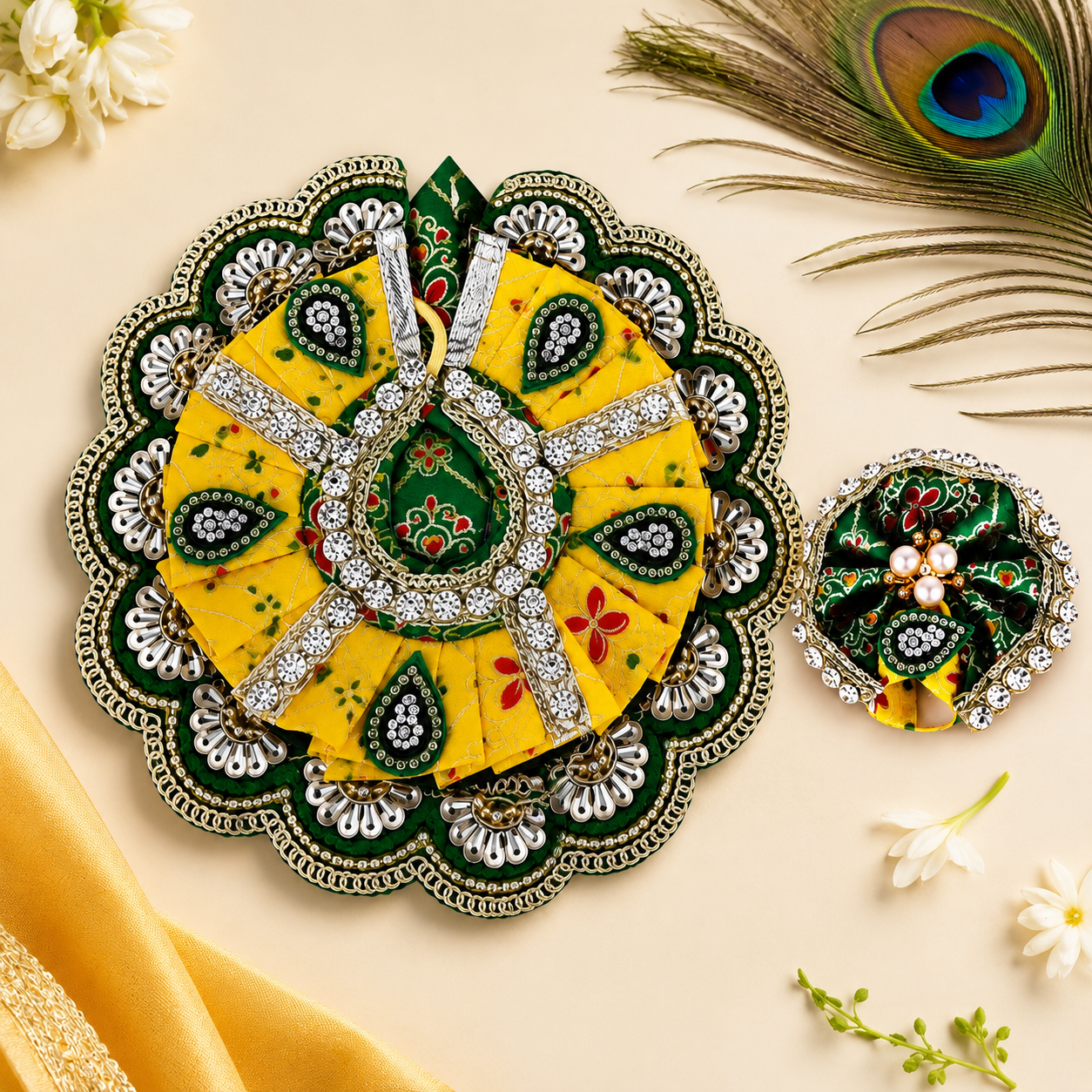 Laddu Gopal Dress with Mukut Set for 2-3 Inch Bal Gopal