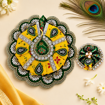 Laddu Gopal Dress with Mukut Set for 2-3 Inch Bal Gopal