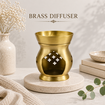 Brass Aroma Oil Burner for Essential Oils & Camphor | Tealight Diffuser for Meditation-4  inches