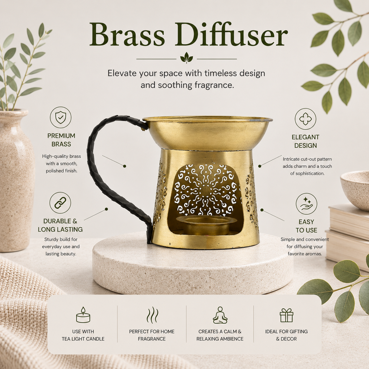 Brass Loban, Camphor, Aroma Oil and kapoor Burner