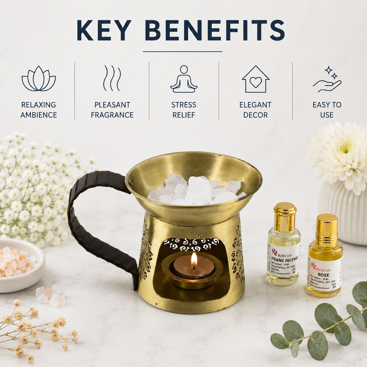 Brass Loban, Camphor, Aroma Oil and kapoor Burner
