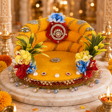 Laddu Gopal Singhasan 6 Inch | Handmade Velvet Sofa Seat for 3–4 Inch Idol