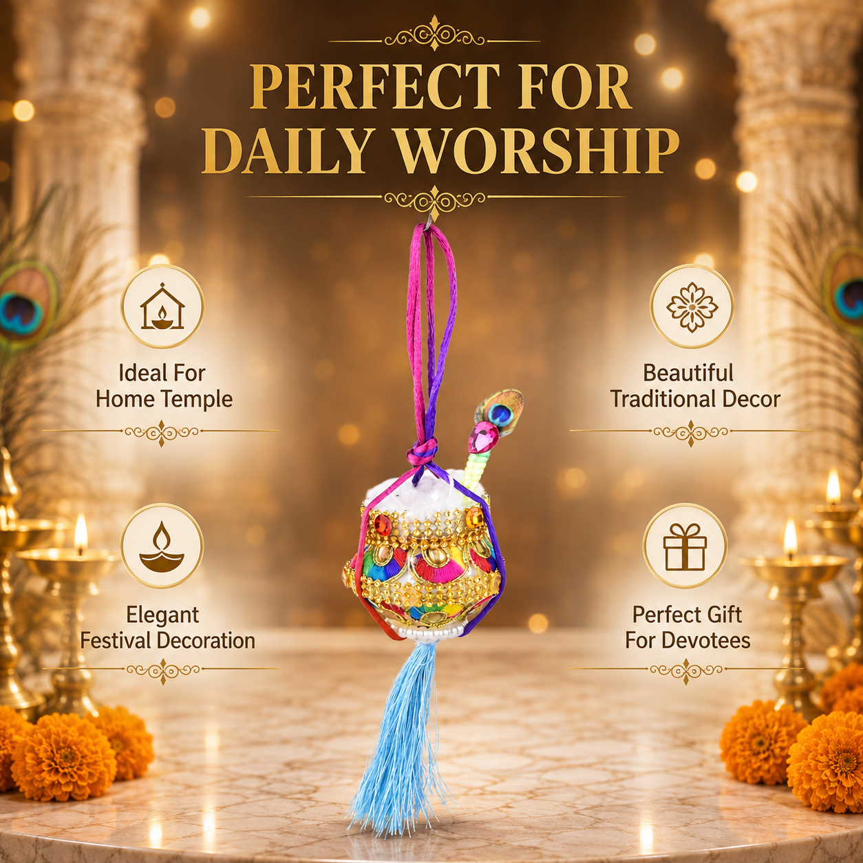 Krishna Makhan Matki Hanging Decoration for Janmashtami