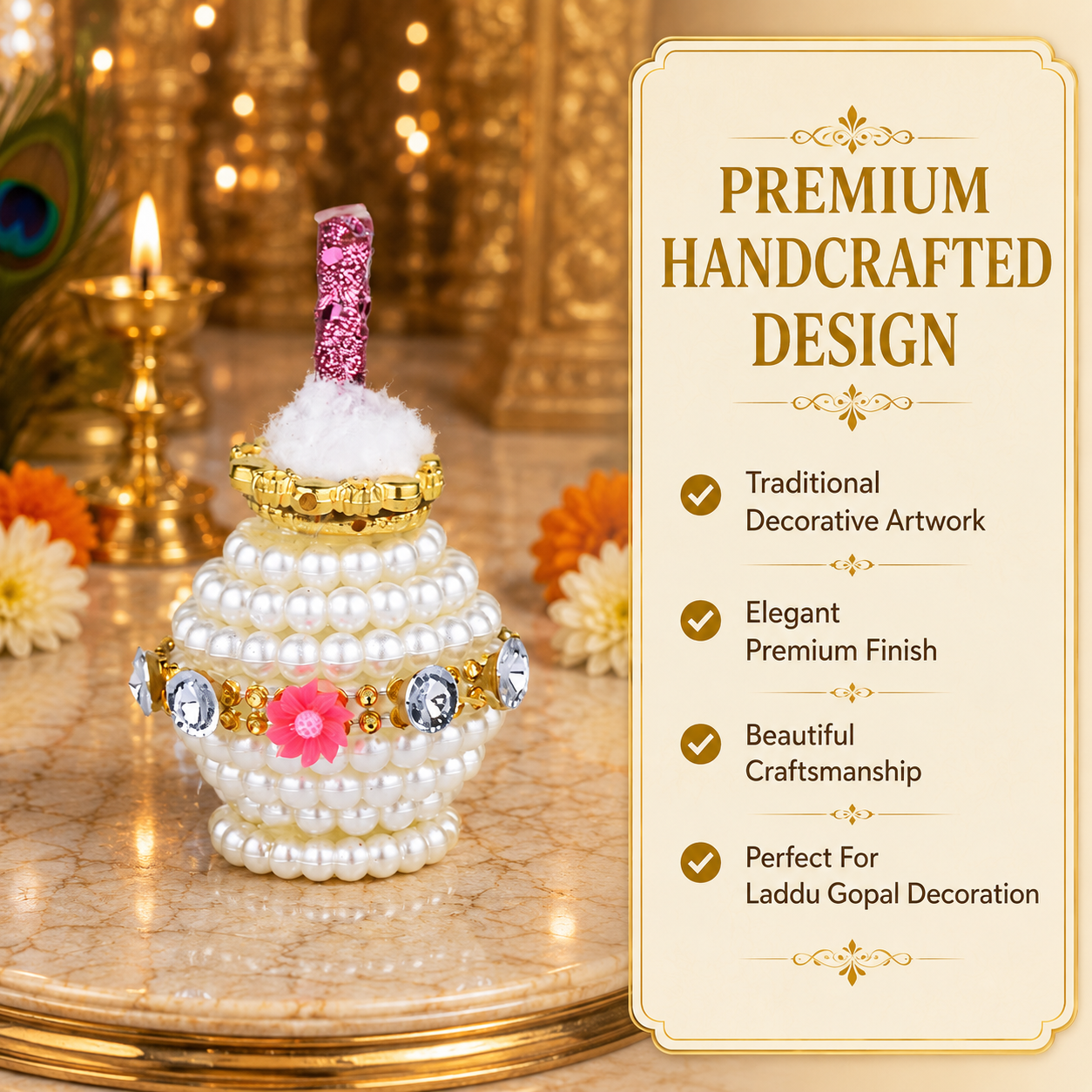Pearl Krishna Makhan Matki for Janmashtami | Laddu Gopal Decorative Makhan Pot