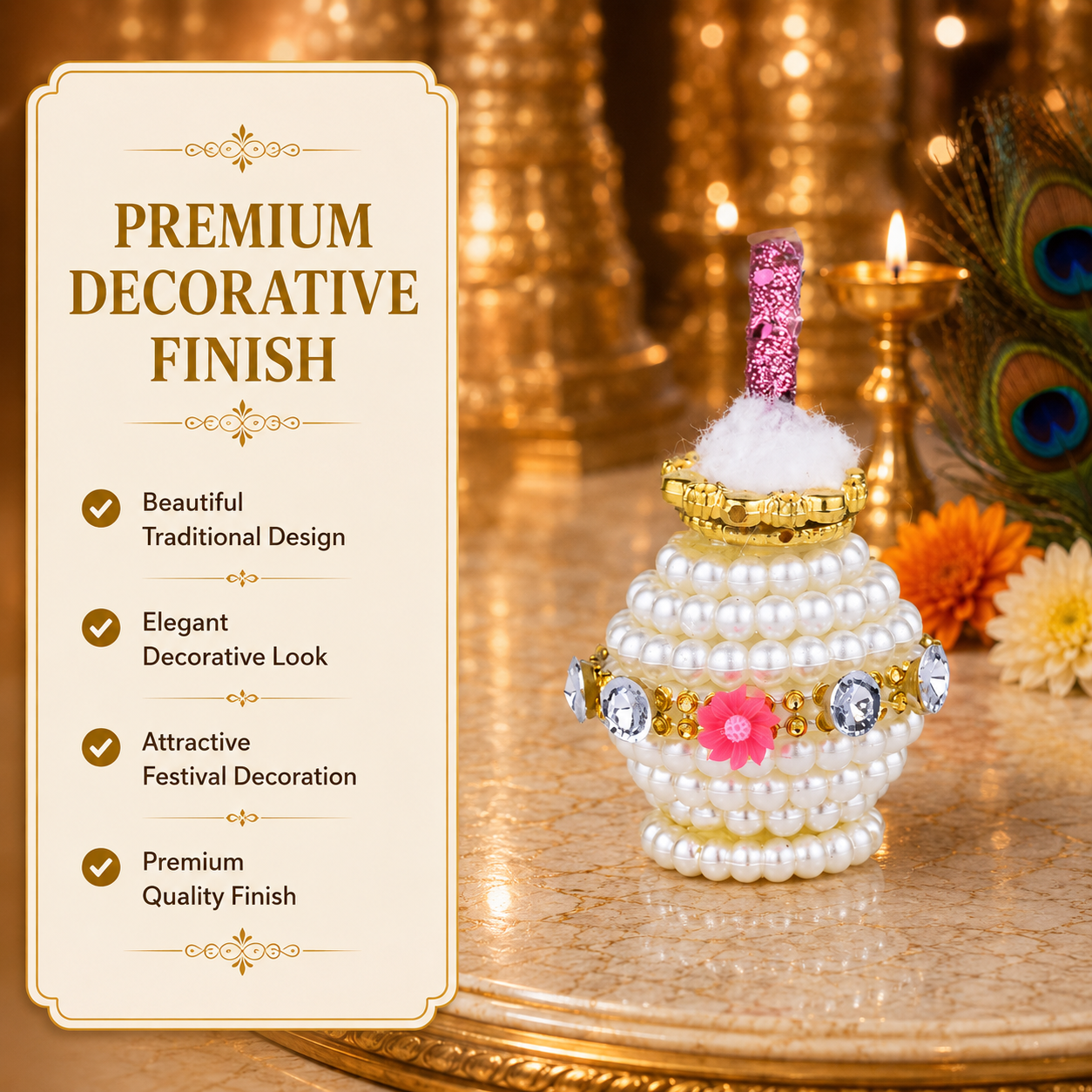 Pearl Krishna Makhan Matki for Janmashtami | Laddu Gopal Decorative Makhan Pot