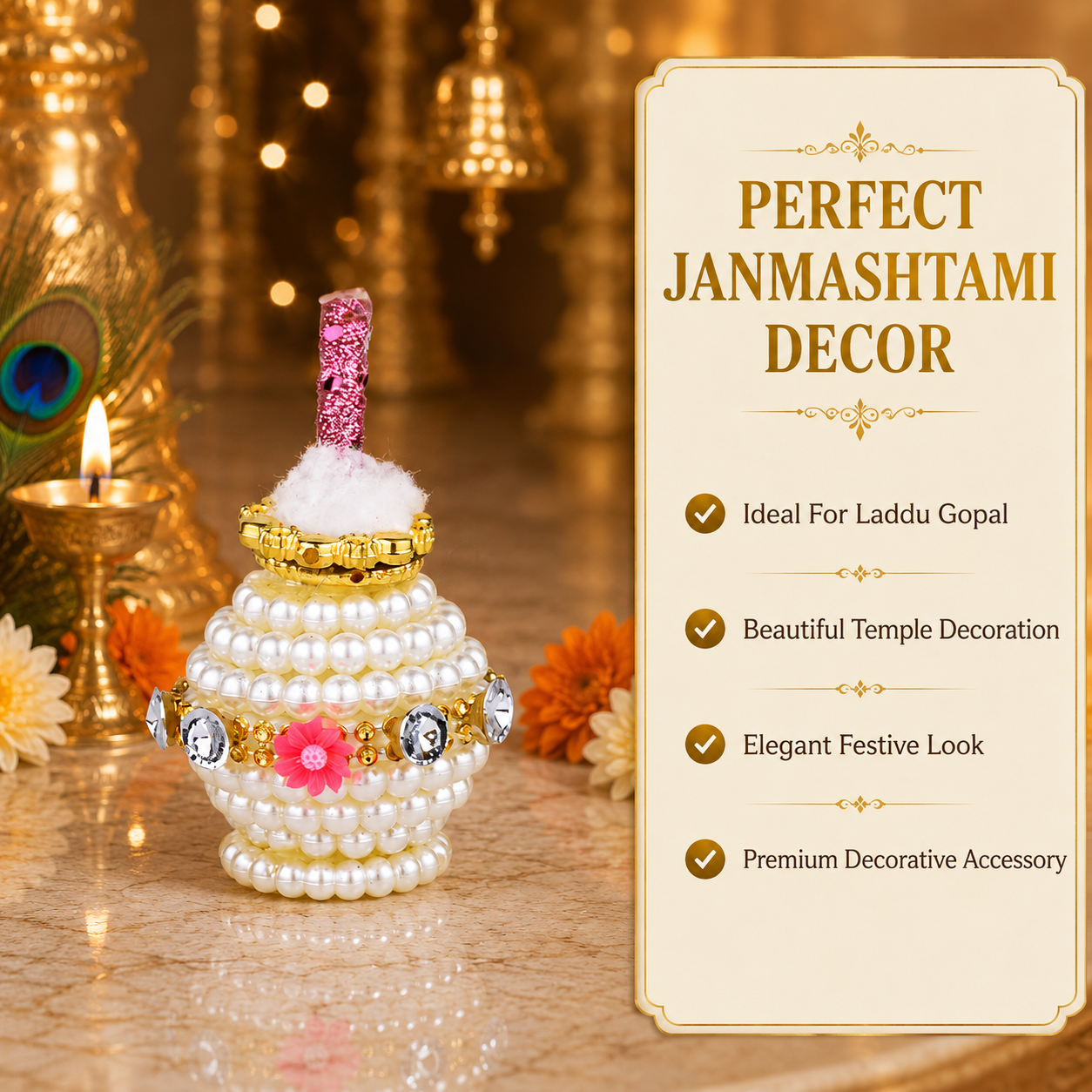 Pearl Krishna Makhan Matki for Janmashtami | Laddu Gopal Decorative Makhan Pot