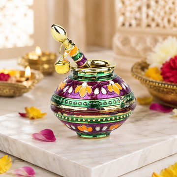 Colorful Krishna Makhan Matki with Spoon | Janmashtami Laddu Gopal Decoration