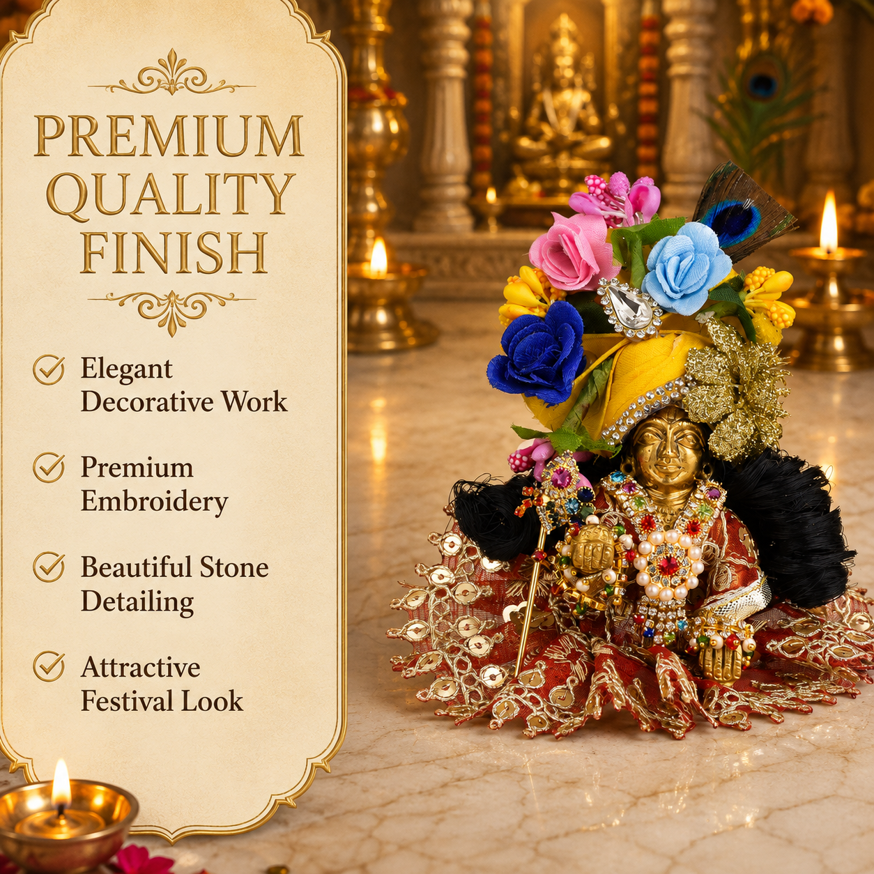 Laddu Gopal Shringar Combo Set for 2-3 Inch Idol |  Accessories Kit