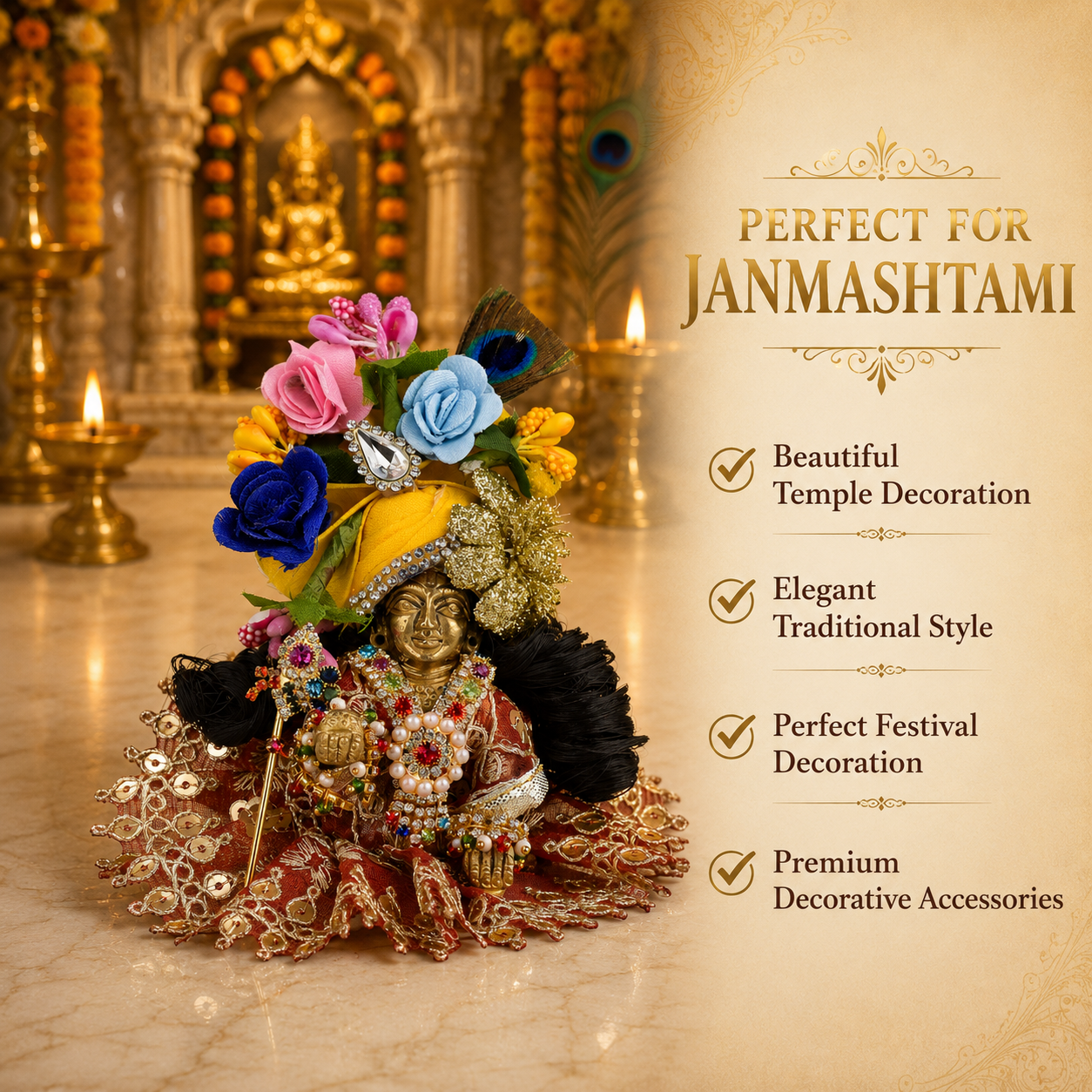 Laddu Gopal Shringar Combo Set for 2-3 Inch Idol |  Accessories Kit