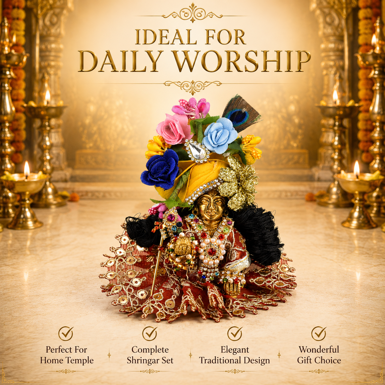 Laddu Gopal Shringar Combo Set for 2-3 Inch Idol |  Accessories Kit