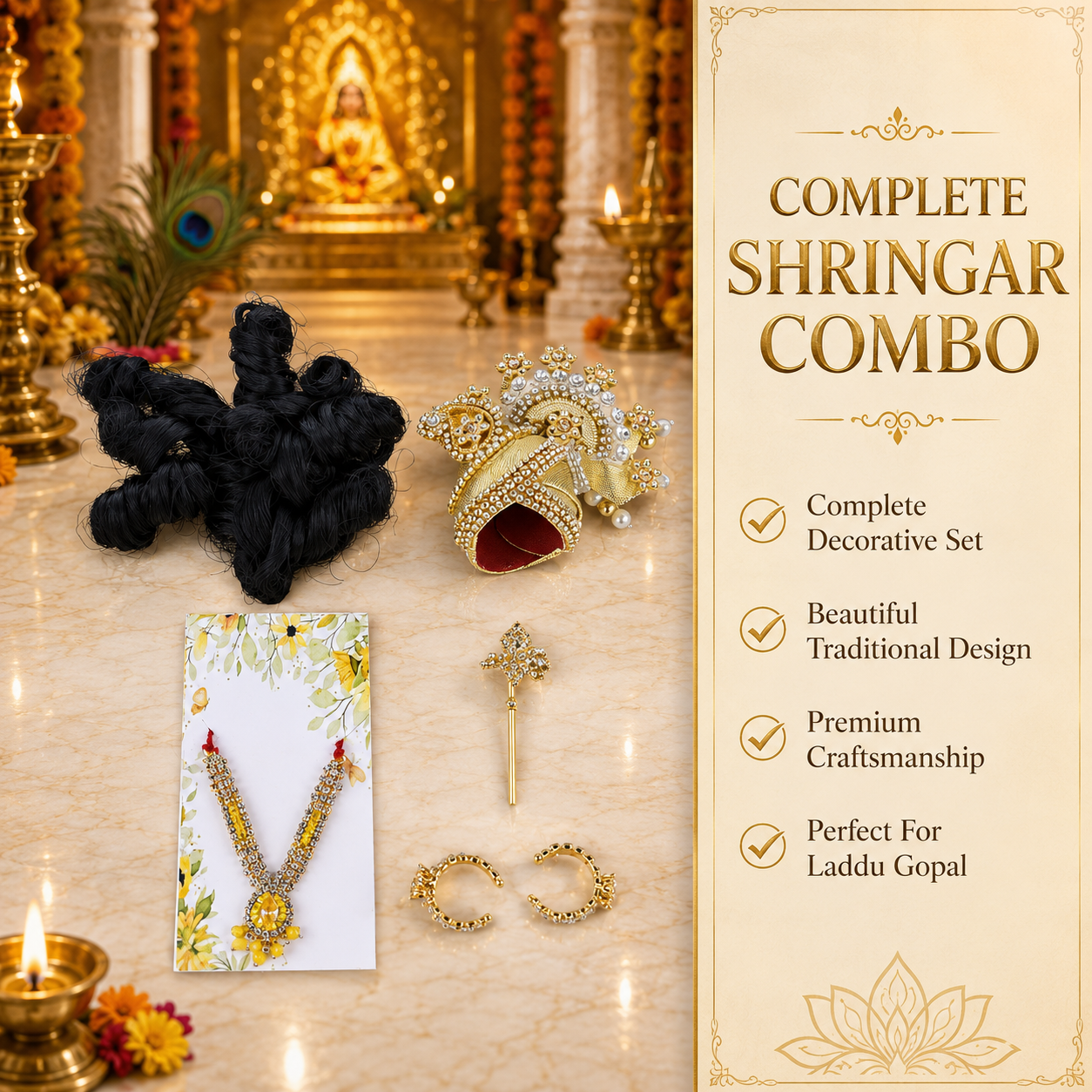 Laddu Gopal Shringar Combo Set for 4 Inch Idol | Janmashtami Special