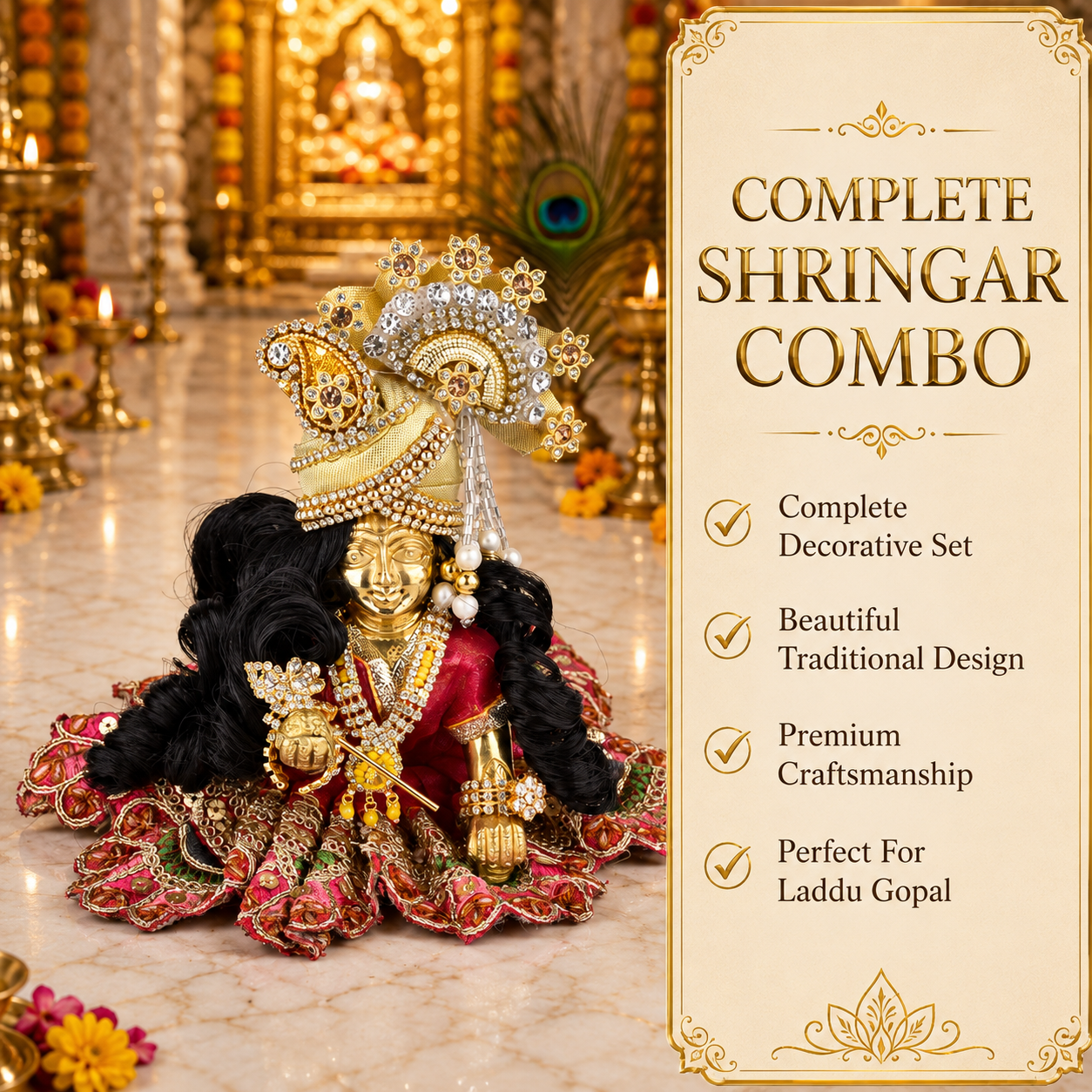 Laddu Gopal Shringar Combo Set for 4 Inch Idol | Janmashtami Special