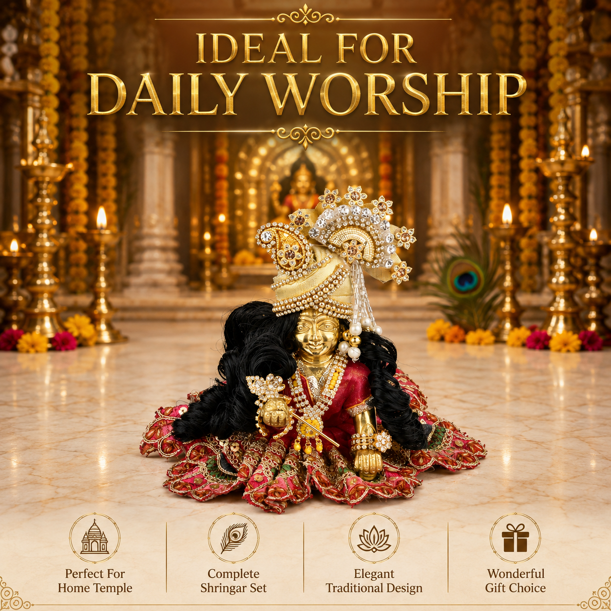 Laddu Gopal Shringar Combo Set for 4 Inch Idol | Janmashtami Special