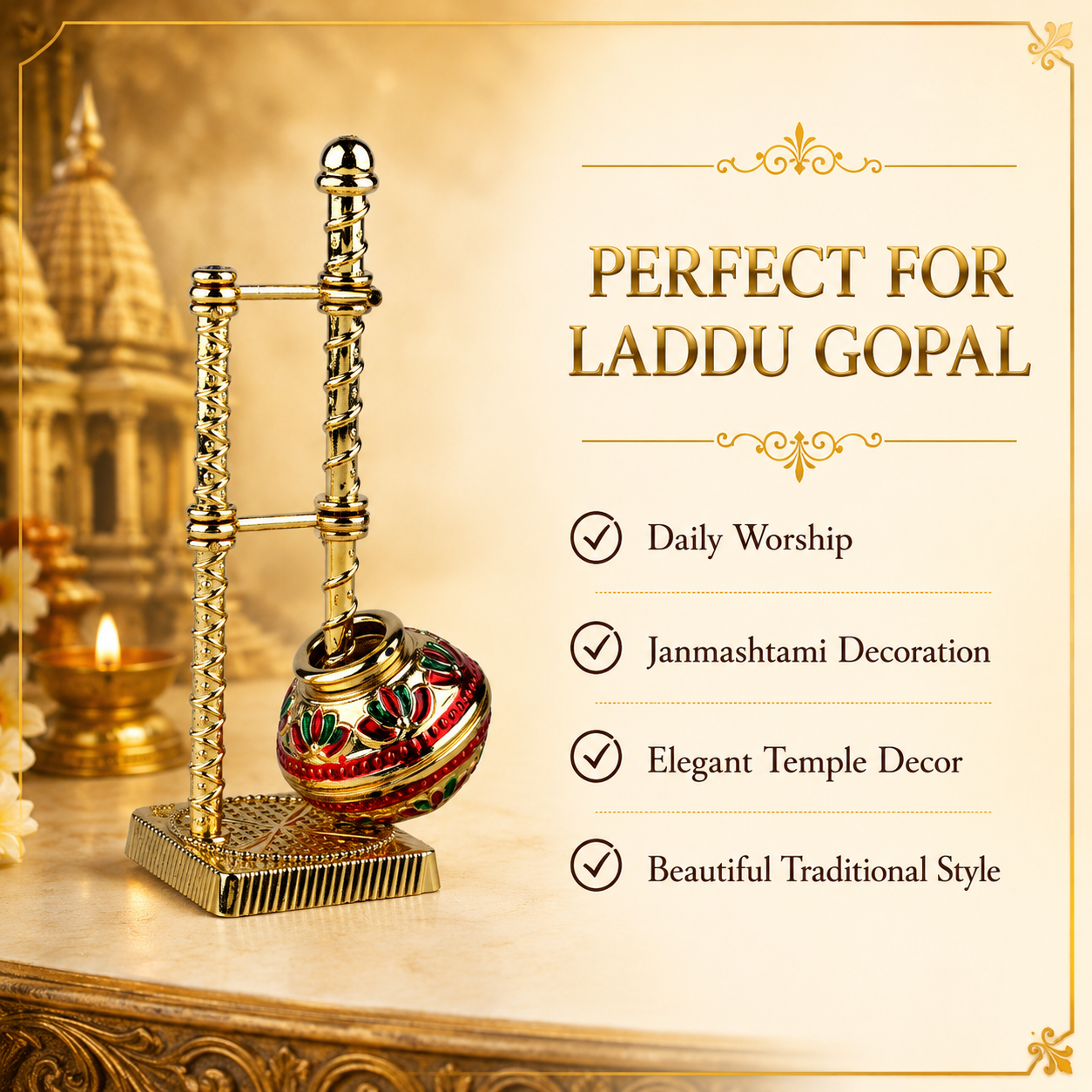 Laddu Gopal Makhan Matki Jhula | Decorative Krishna Swing