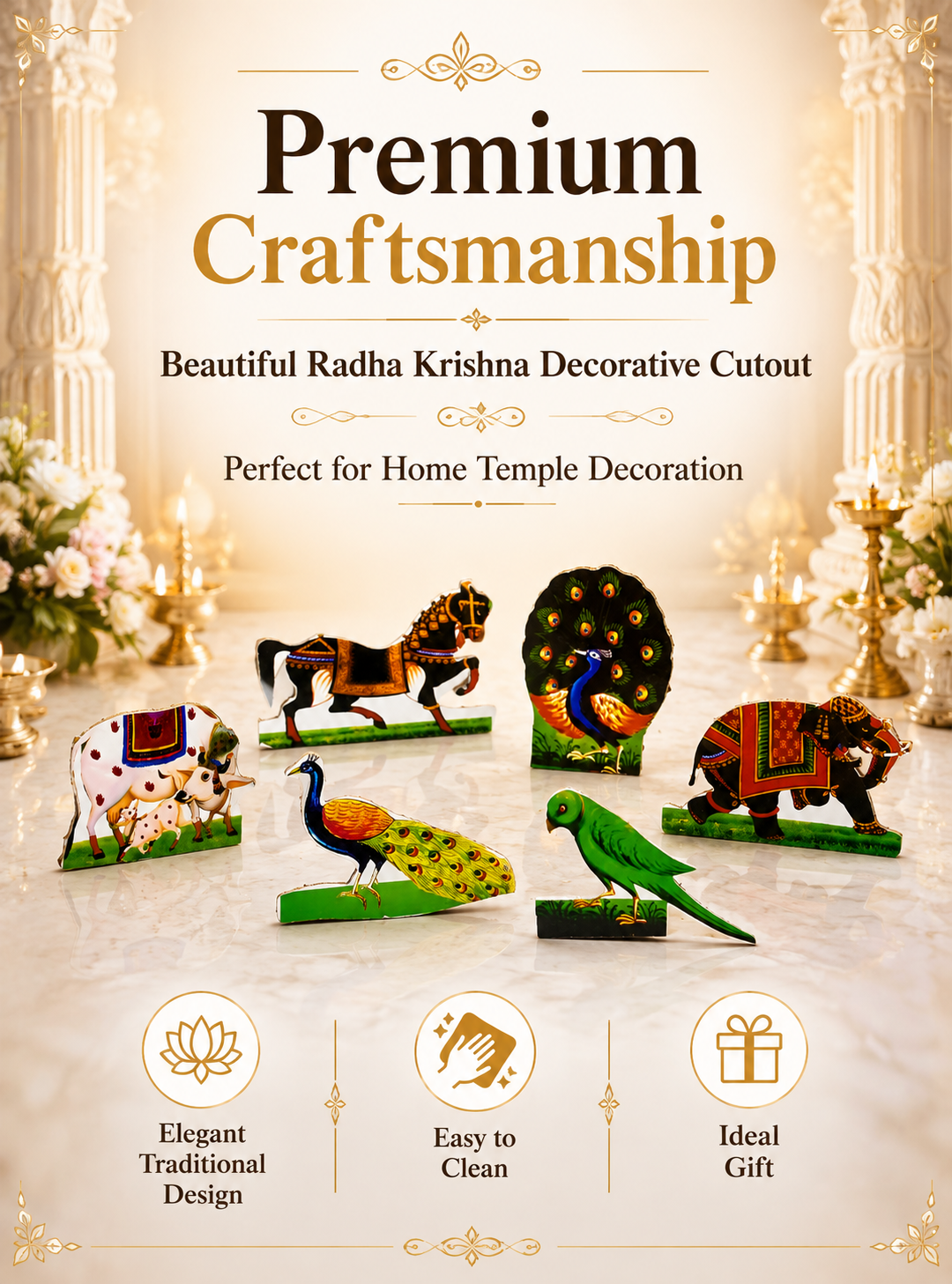 Janmashtami Jhanki Decor Set | Krishna Radha Decorative Cutout Set