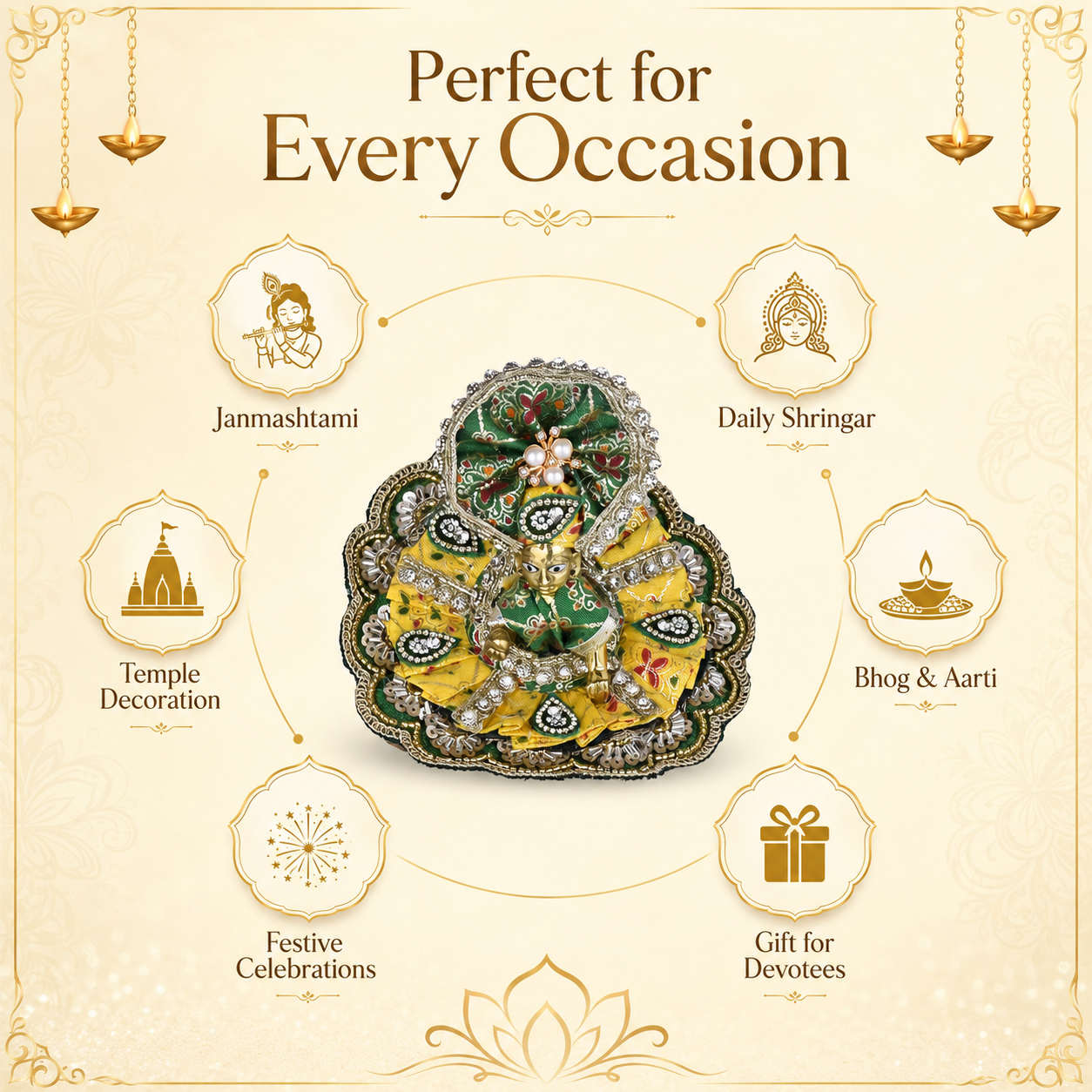 Laddu Gopal Dress with Mukut Set for 2-3 Inch Bal Gopal