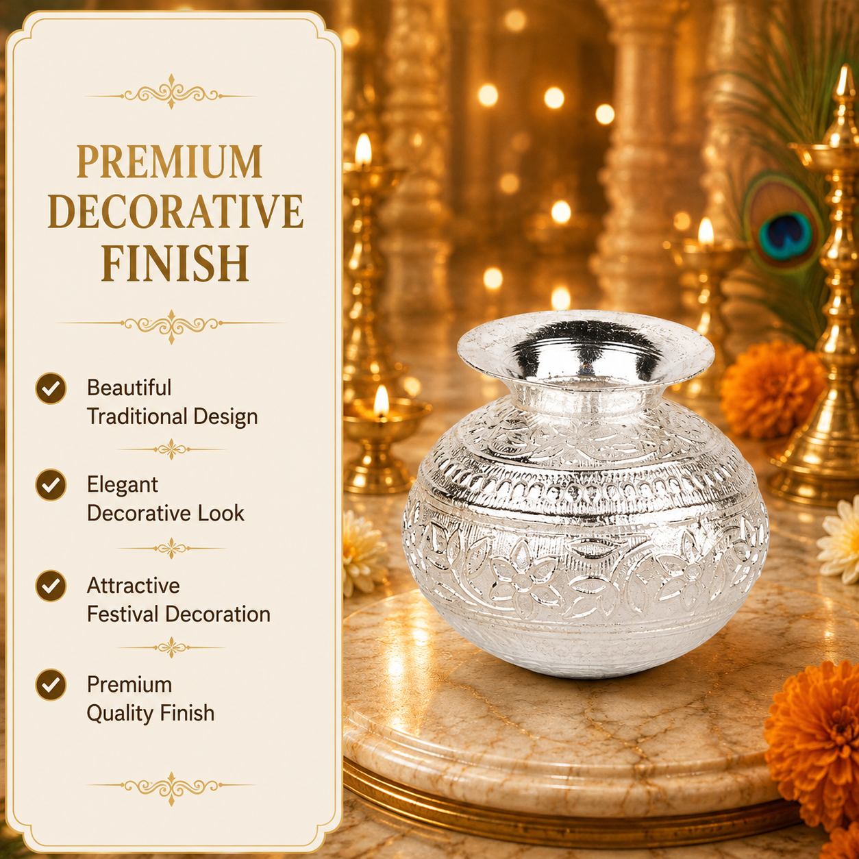 Krishna Makhan Matki for Janmashtami | Silver Decorative Matki