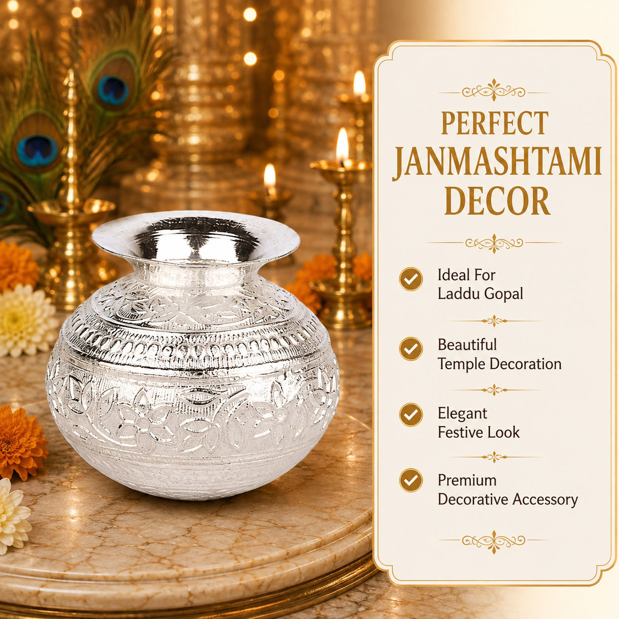 Krishna Makhan Matki for Janmashtami | Silver Decorative Matki