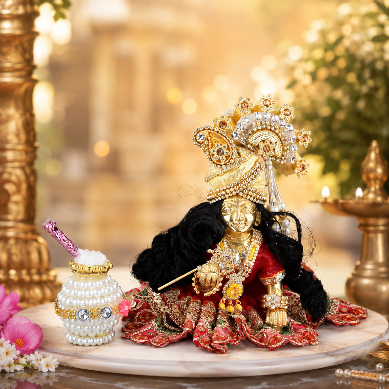 Pearl Krishna Makhan Matki for Janmashtami | Laddu Gopal Decorative Makhan Pot