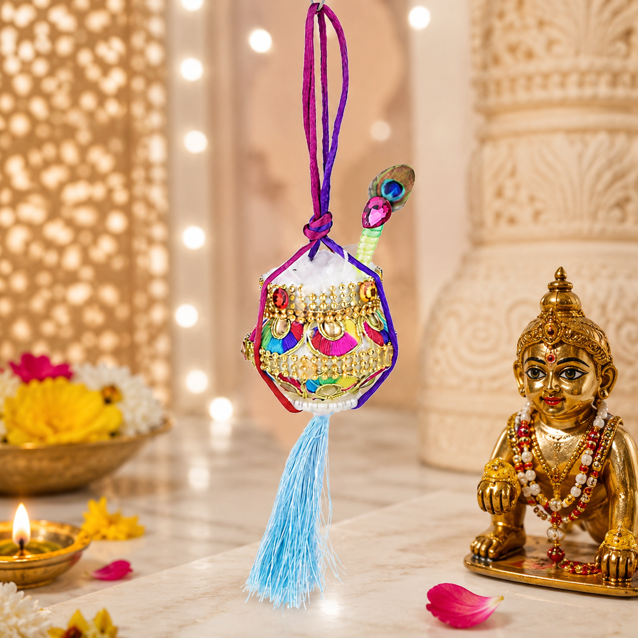 Krishna Makhan Matki Hanging Decoration for Janmashtami