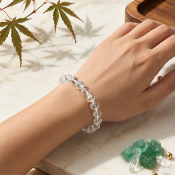 Natural Clear Quartz Crystal Bracelet for Focus, Energy & Healing-10mm
