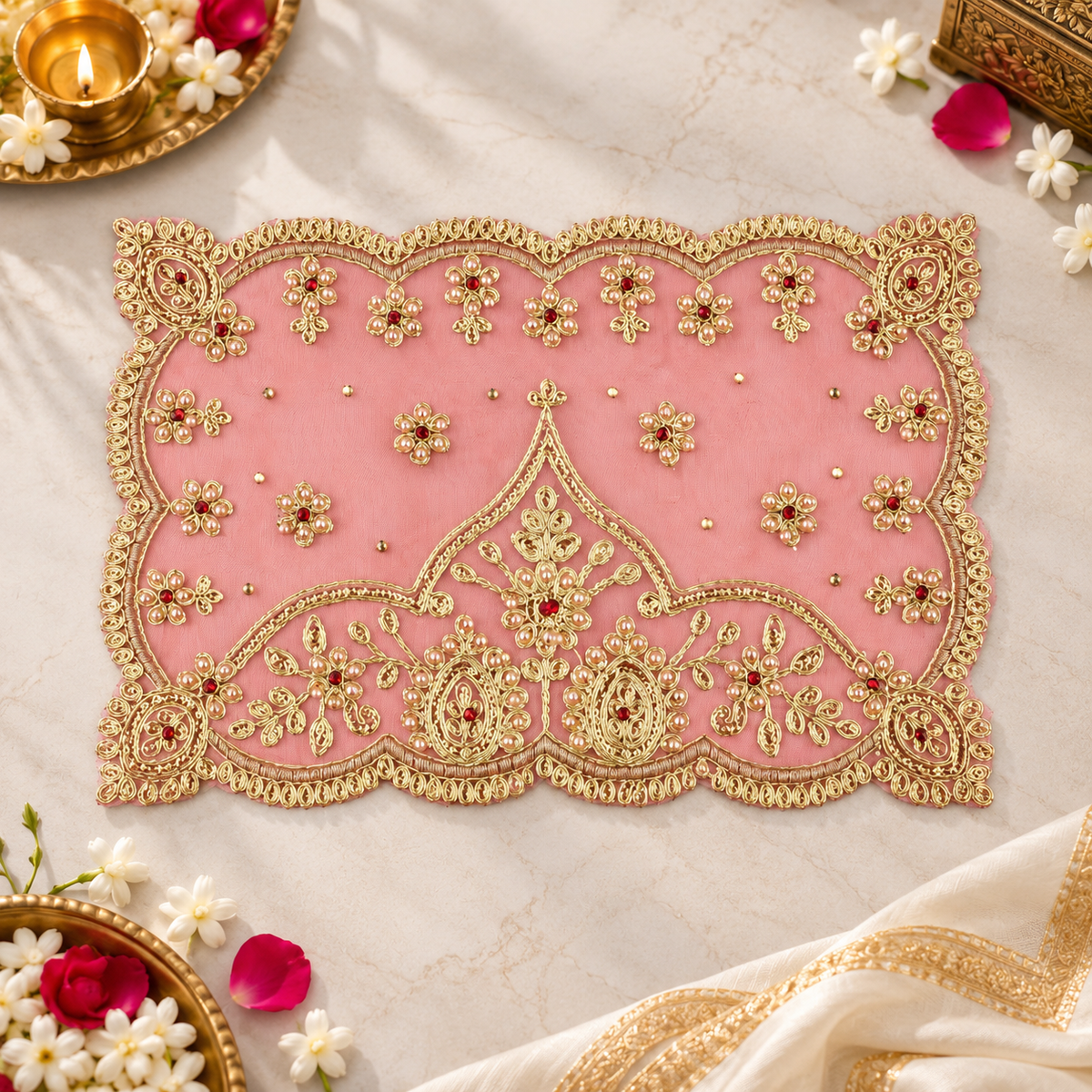 Durga Mata Designer Red Chunni for Navratri