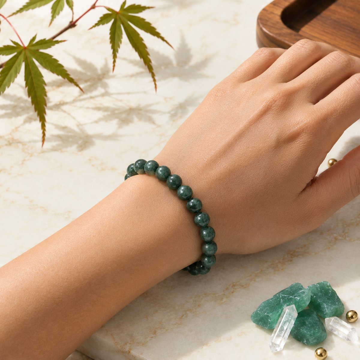 Natural Malachite Crystal Healing Bracelet – Boost Confidence & Balance-8mm