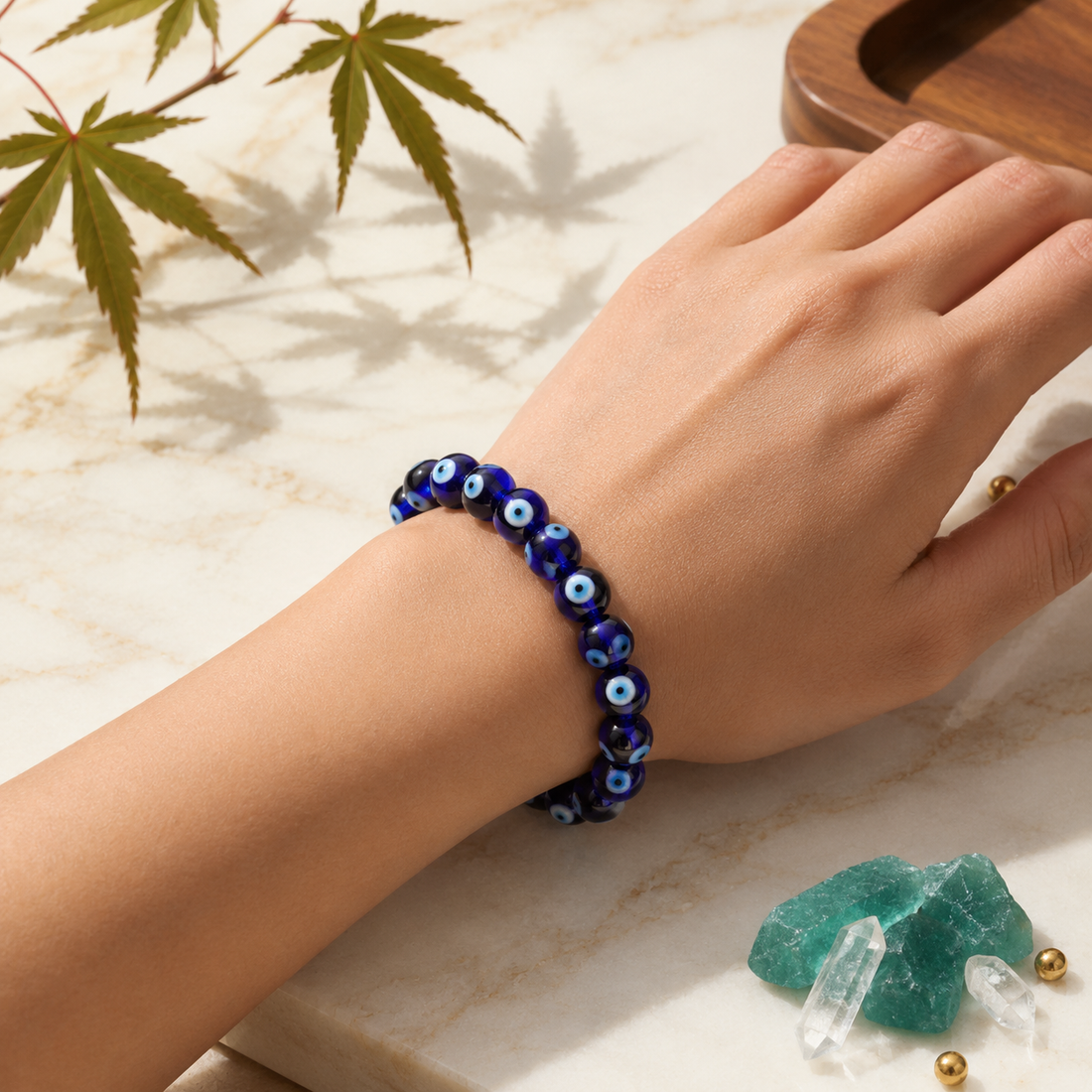 Evil Eye Protection crystal Bracelet – Wards Off Negativity & Attracts Positivity-10mm
