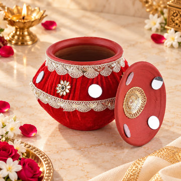 Fabric Matki for Navratri – Decorative Mata Rani Pooja Matki