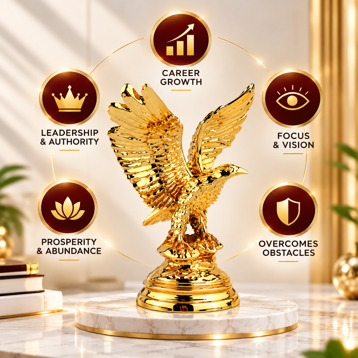 Feng Shui Golden Eagle Idol for Success, Power, Leadership & Prosperity