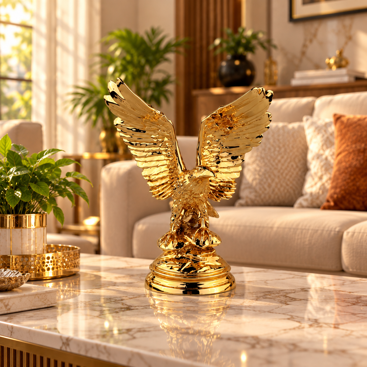 Feng Shui Golden Eagle Idol for Success, Power, Leadership & Prosperity
