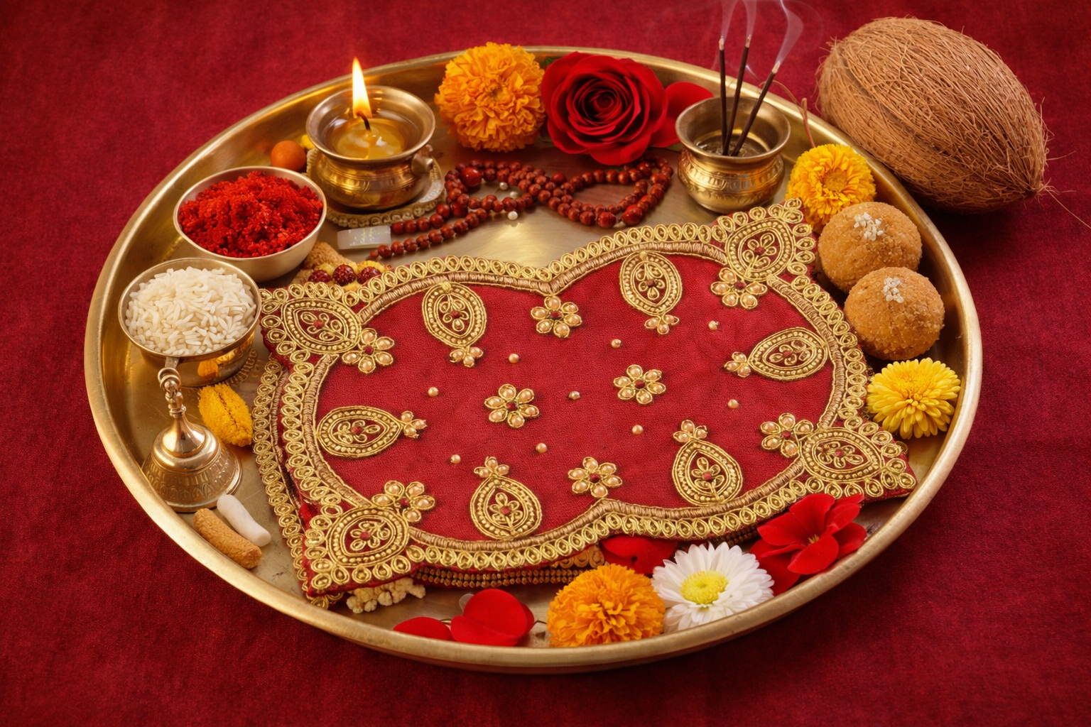 Mata Rani Designer Red Chunri for Durga Mata Puja