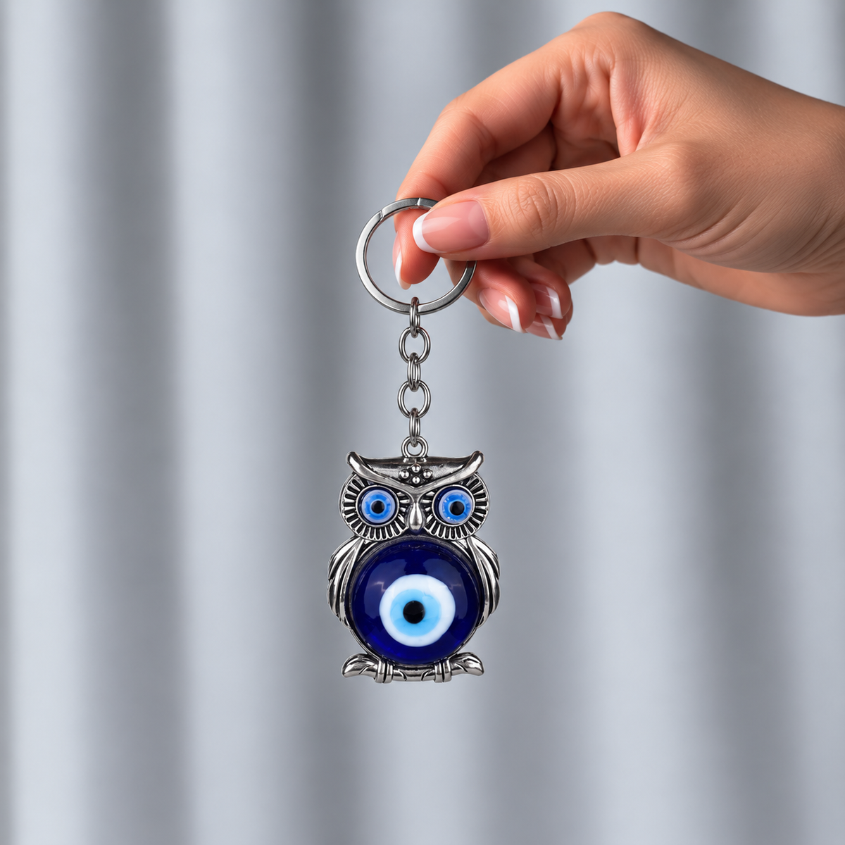 Owl Evil Eye Keychain | Wise Protection Charm with Nazar Bead for Positivity & Awareness-11 cm Hight (5061863)