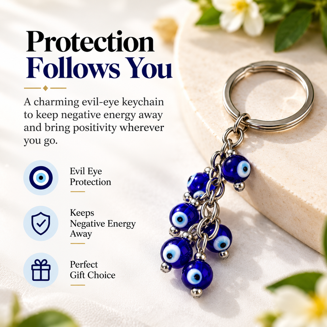 Beaded Evil Eye Keychain | Cluster of Protection Beads for Positivity & Energy Shield-9 cm Hight