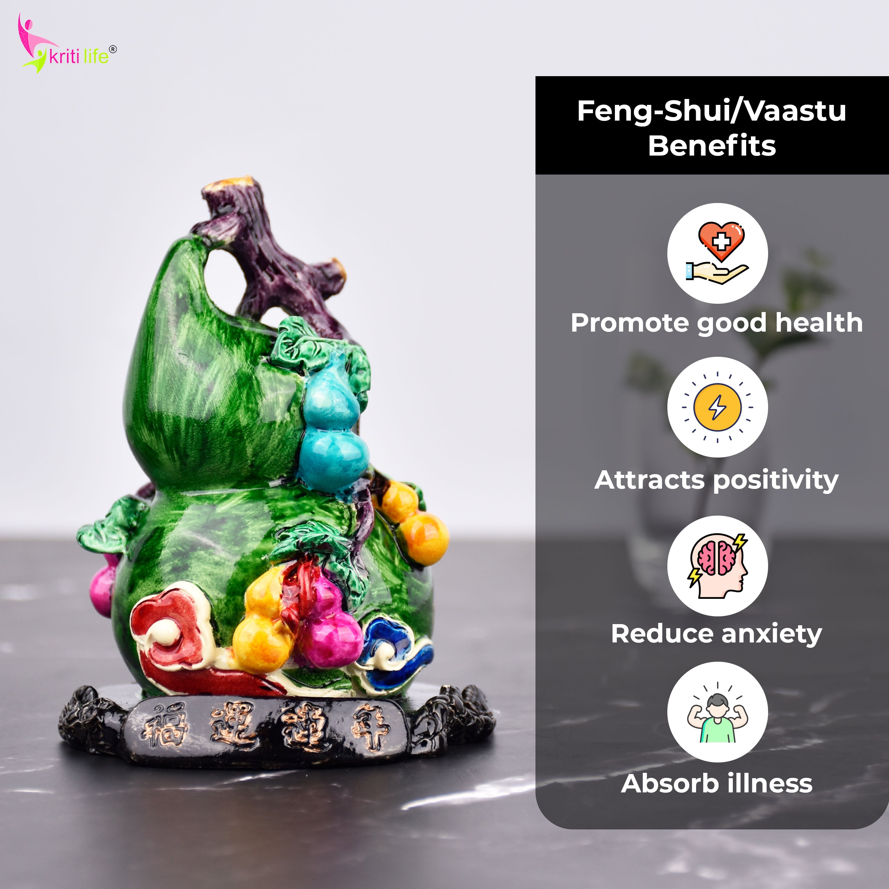 Feng Shui Multicolor Wu Lou Tree Idol – For Health, Faster Recovery & Positive Energy-4 inches