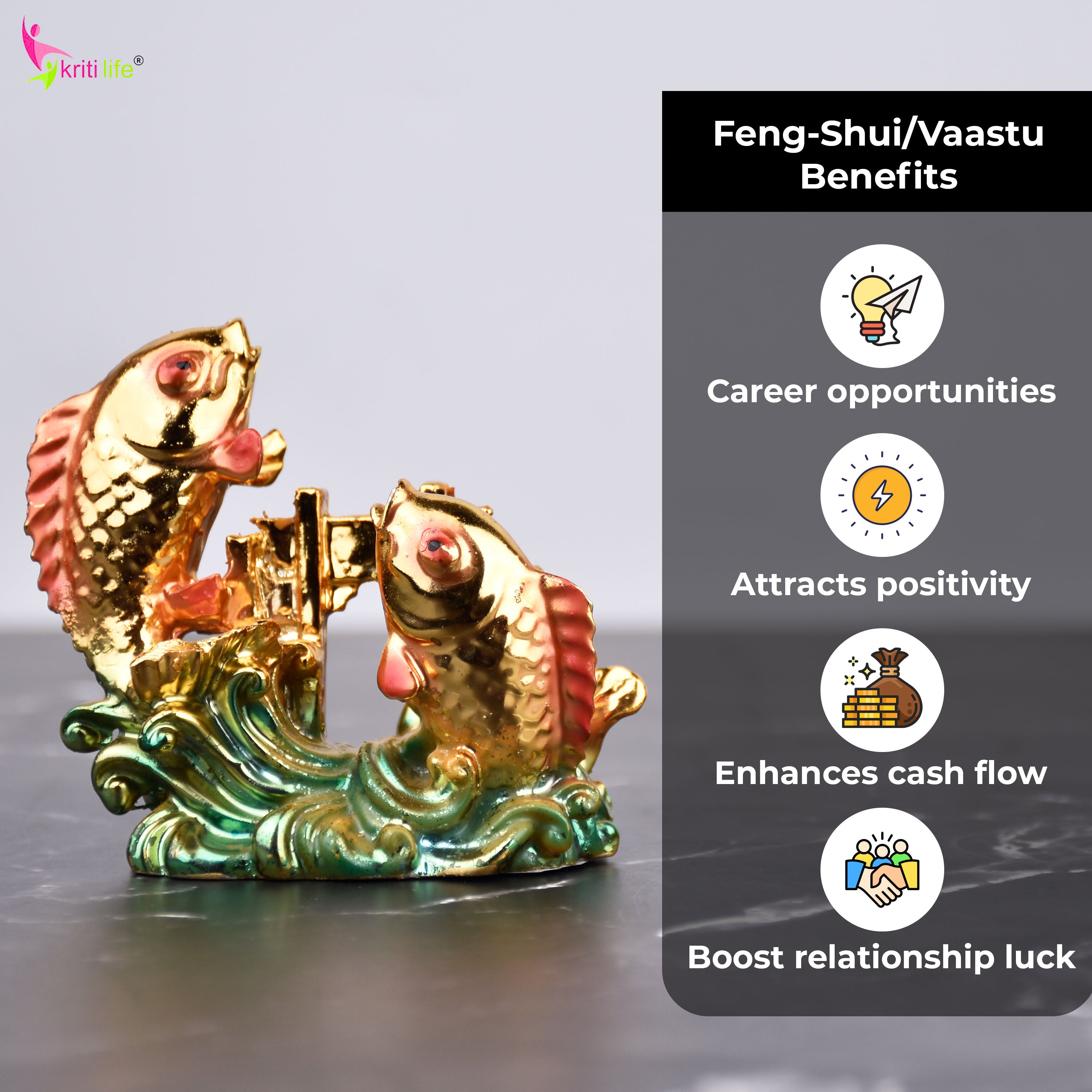 Feng Shui Car Fish Idol – For Prosperity, Safe Travel & Relationship Harmony-3 inches
