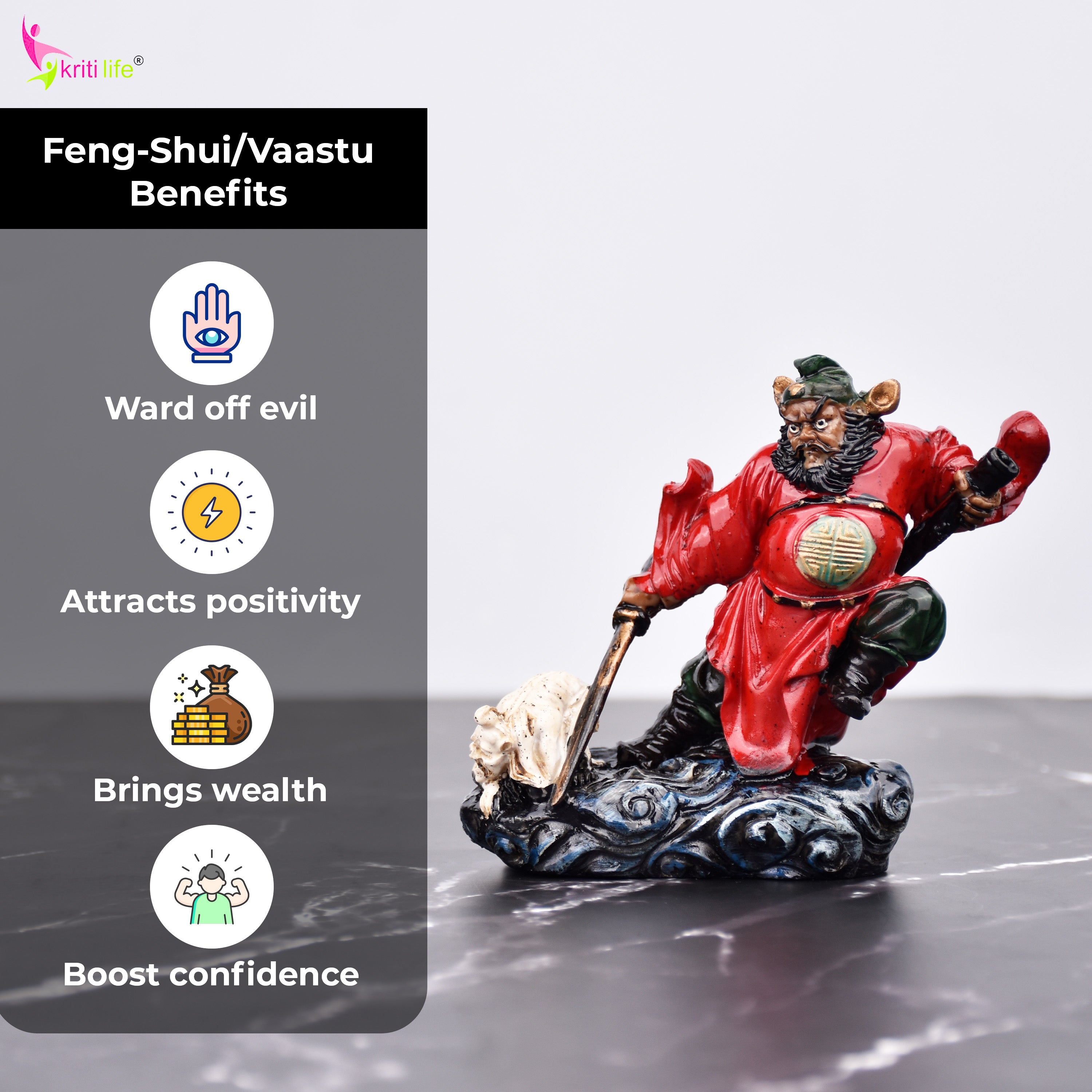 Feng Shui Zhong Kui Idol – Symbol of Protection & Prosperity | Premium Polyresin Figurine- 4 inches
