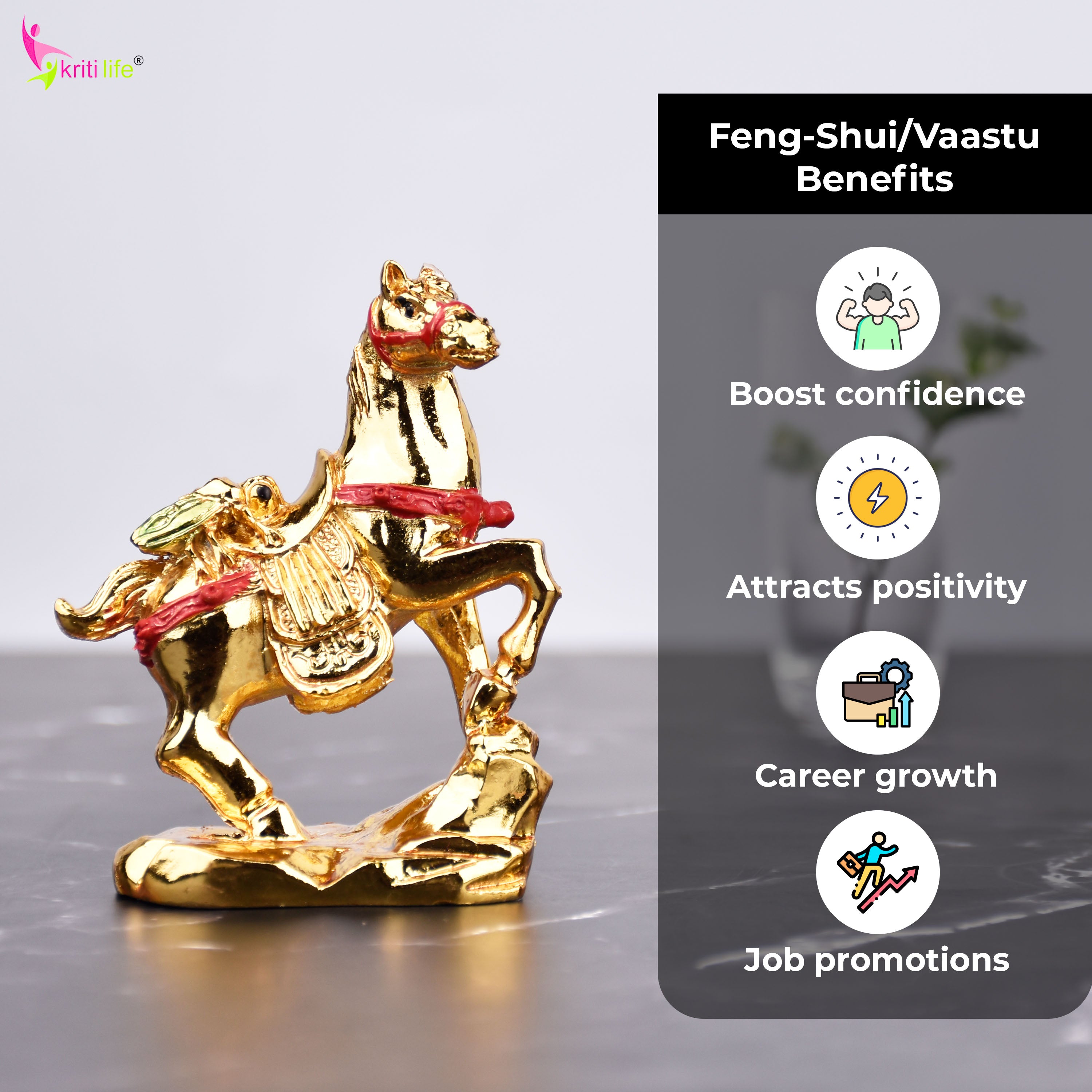 Feng Shui Flying Horse Idol – For Fame, Career Growth & Breakthrough Success- 3 inches