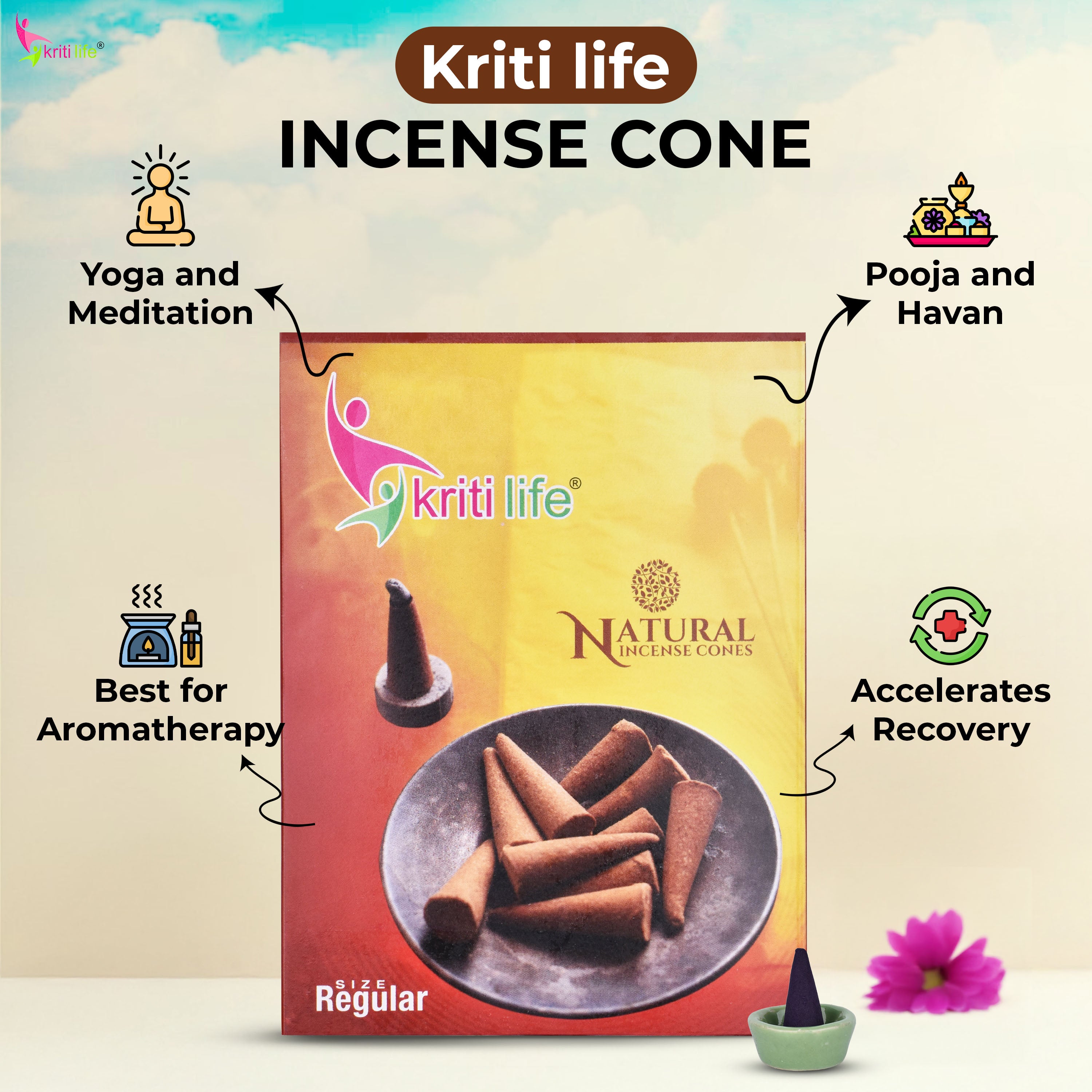 Incense Cone - Lavender 150 Pcs Burn Time 20 Minutes