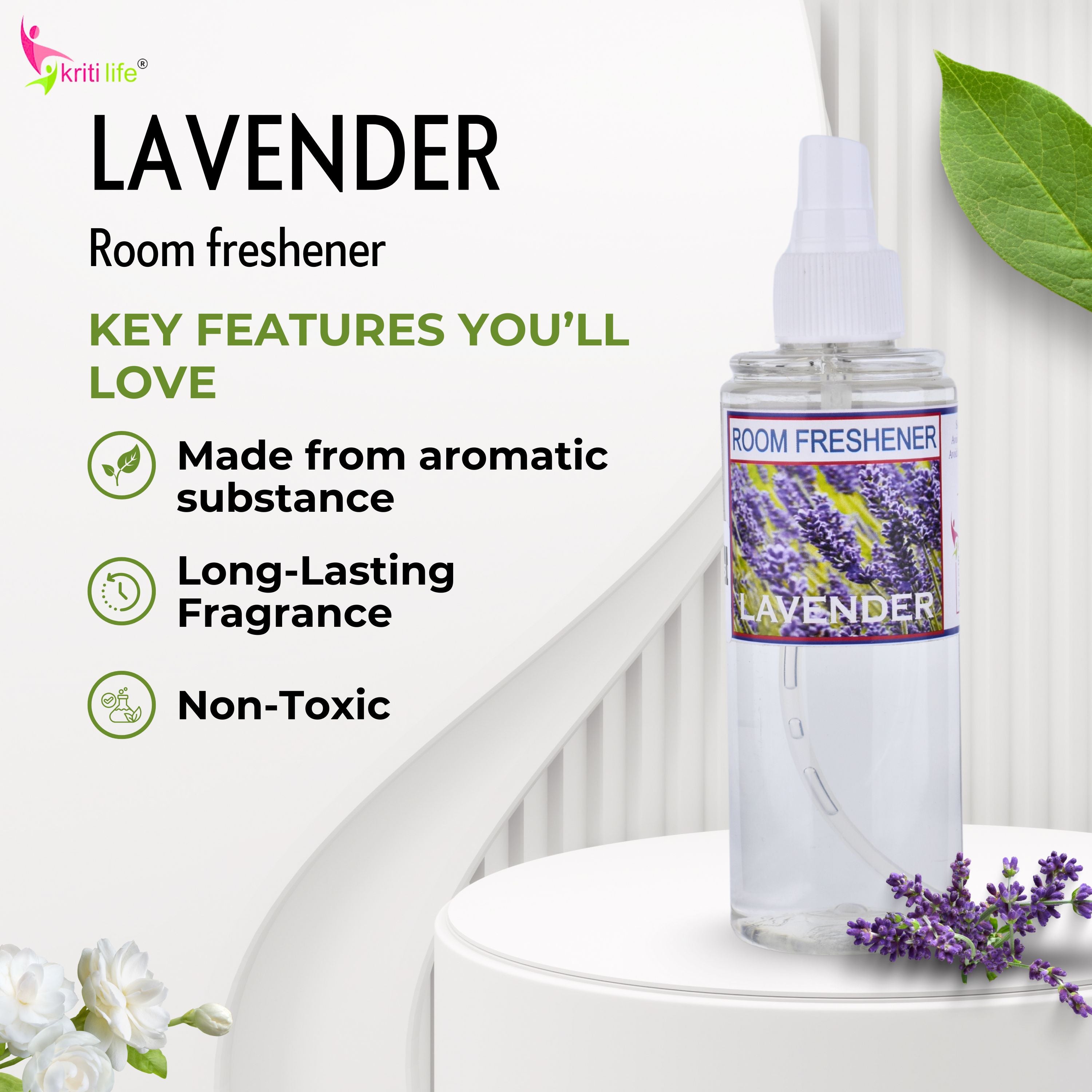 Kriti Life Room Spray - Lavender 165 ML Long-Lasting Fragrance for Home &amp; Office