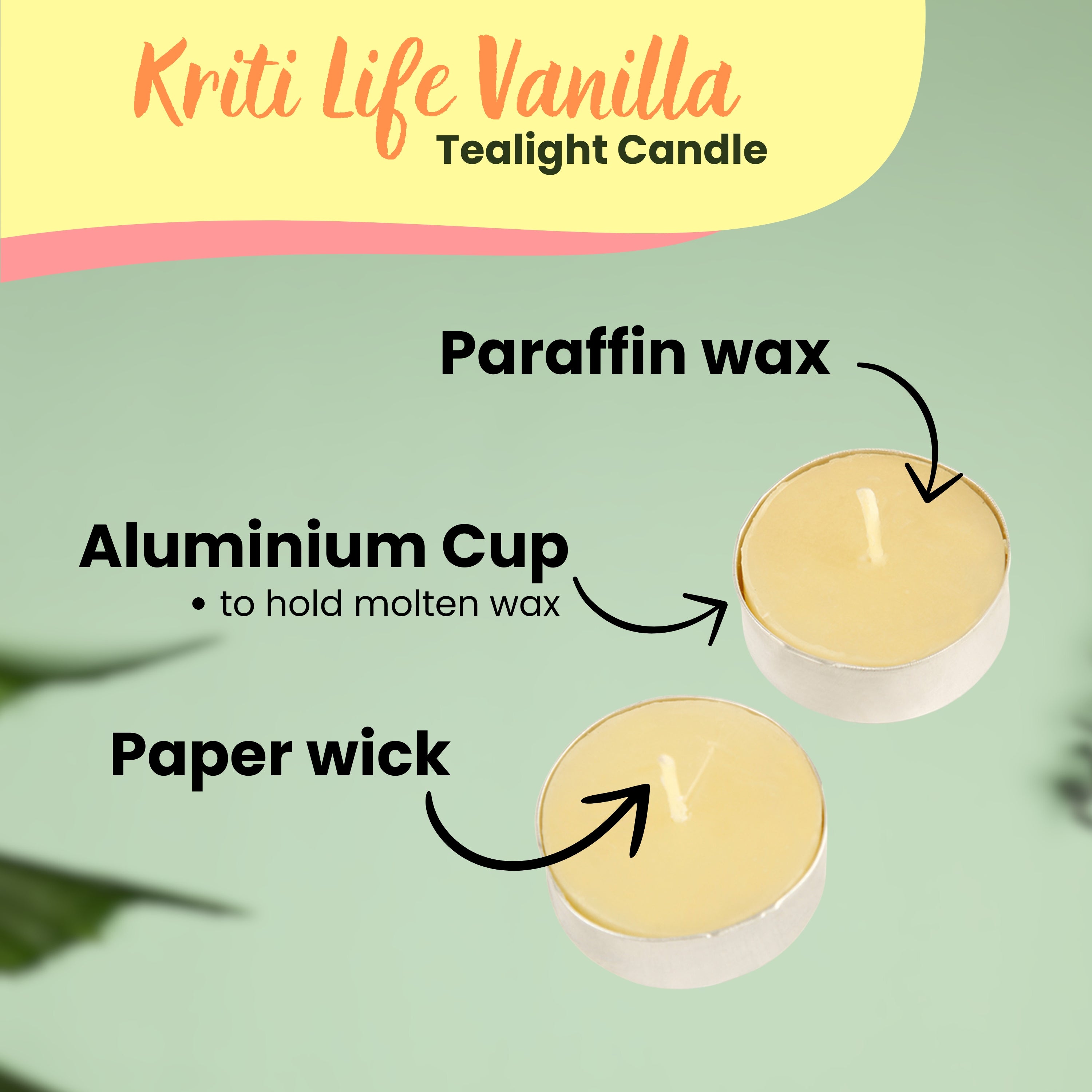 Vanilla Scented Tealight Candles 4.5 Hour Set of 50 Pcs