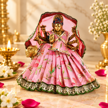 Mata Rani Dress for 9 Inch Idol – Designer Pink Lehenga Choli with Dupatta | Traditional Durga Maa Vastra