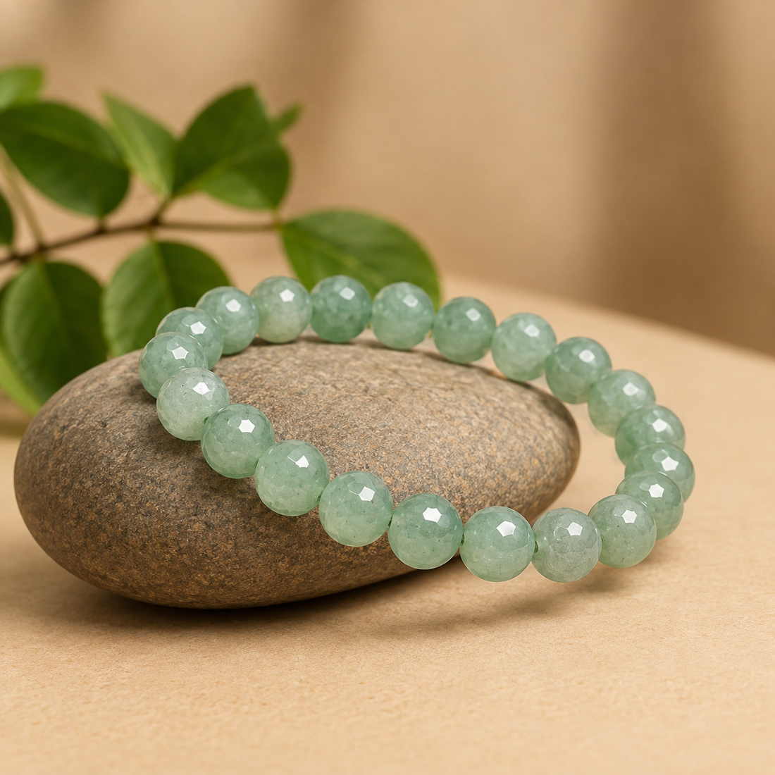 Natural Green Aventurine Crystal Bracelet for Money Luck, Positivity & Emotional Healing
