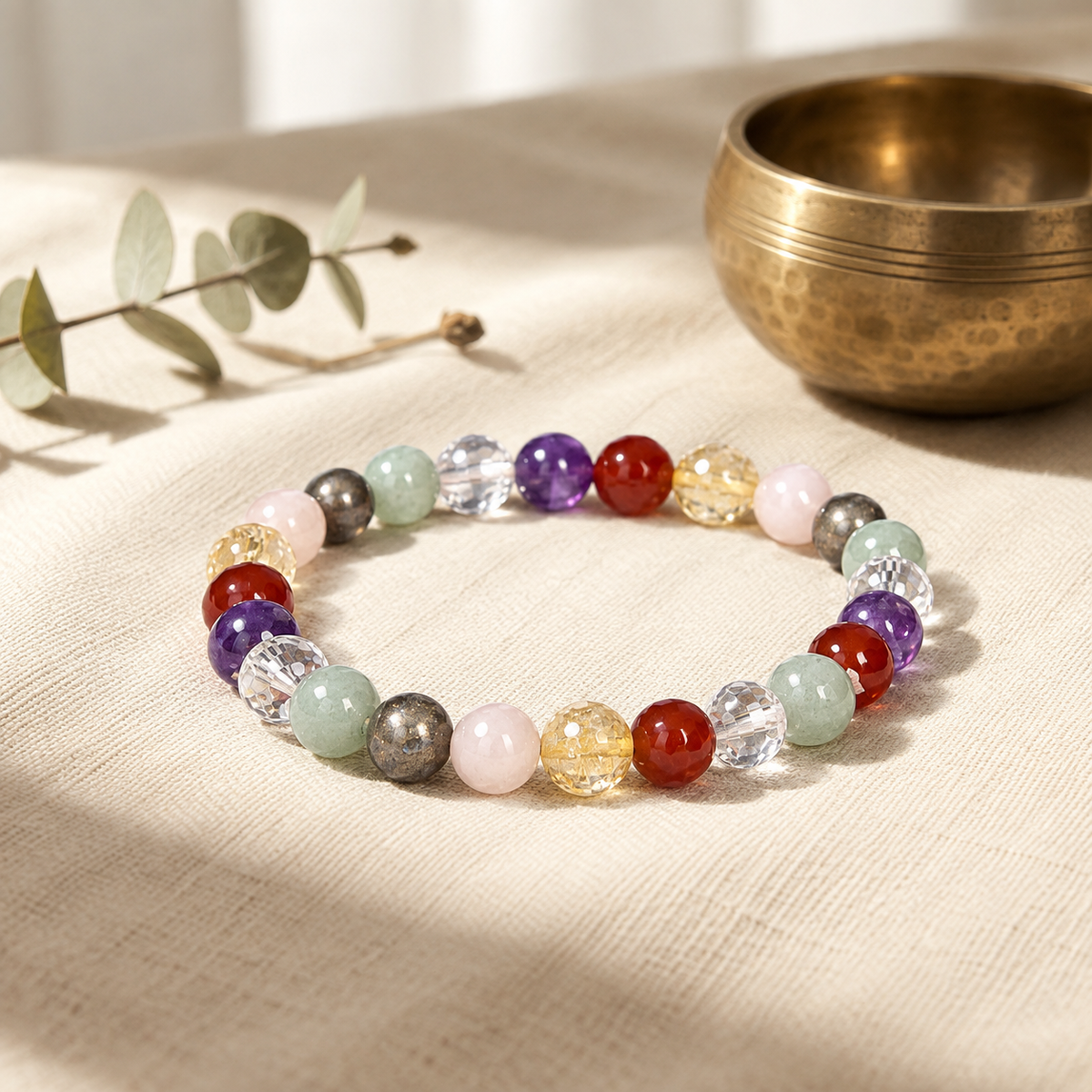 Natural 7 Chakra Healing Stone Crystal Bracelet |  attract positive energy